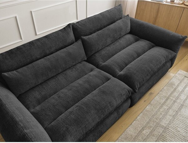 Czarna sofa z tkaniny szenilowej 276 cm Neil – Bobochic Paris
