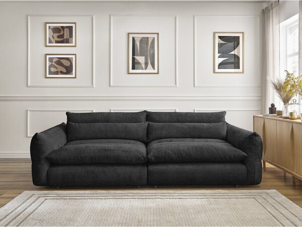Czarna sofa z tkaniny szenilowej 276 cm Neil – Bobochic Paris