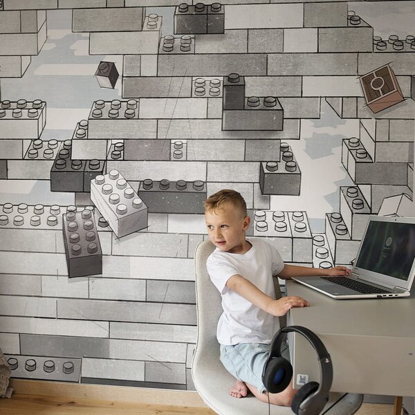 Tapeta Malumi BLOCKS Mural - Tapeta Dla Chłopaka Z Murem Z Klocków