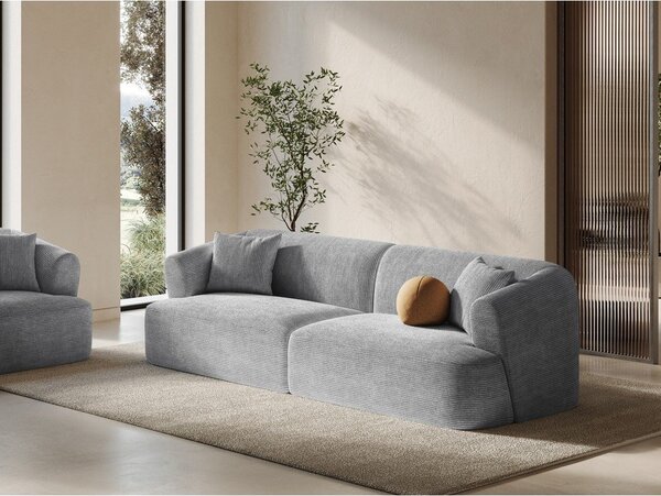 Jasnoszara sztruksowa sofa 255 cm Campi – Cosmopolitan Design