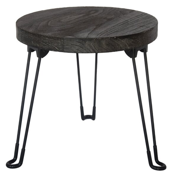 Składany stolik Pavlovnie, szare drewno, śr. 35 cm