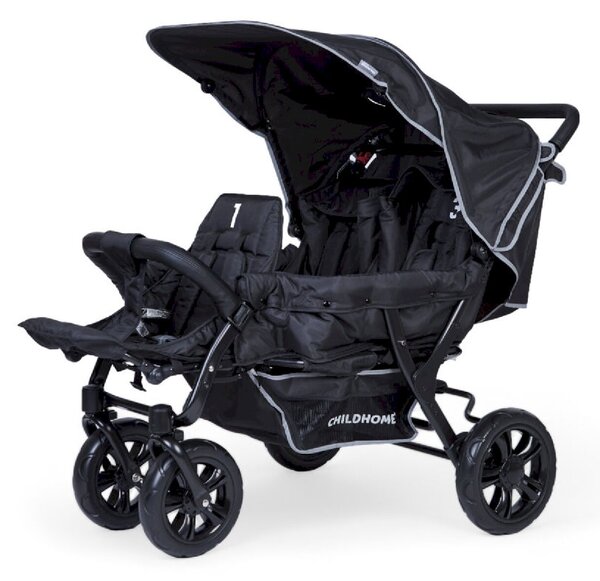 Childhome Wózek trzyosobowy Triplet Black