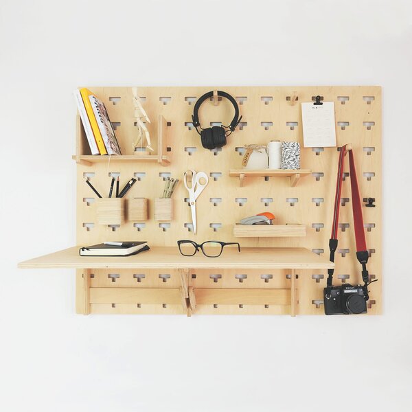 Wielofunkcyjny organizer ścienny Pegboard zestaw ze stolikiem (100 × 75)