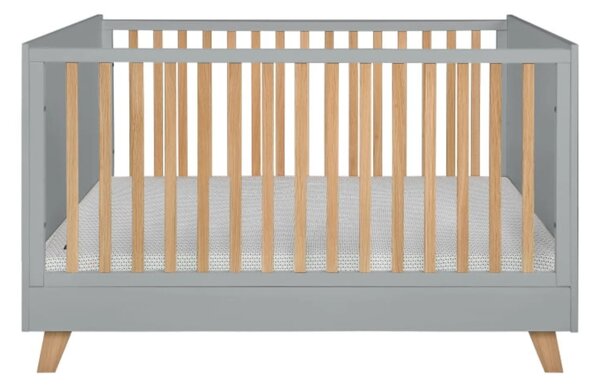 Drewniane Łóżeczko Niemowlęce 140x70 z funkcją tapczanika Białe/Szare Zara