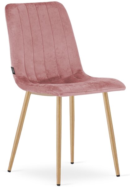 Krzesło jadalniane na metalowych nogach w odcieniu drewna Lava aksamit
