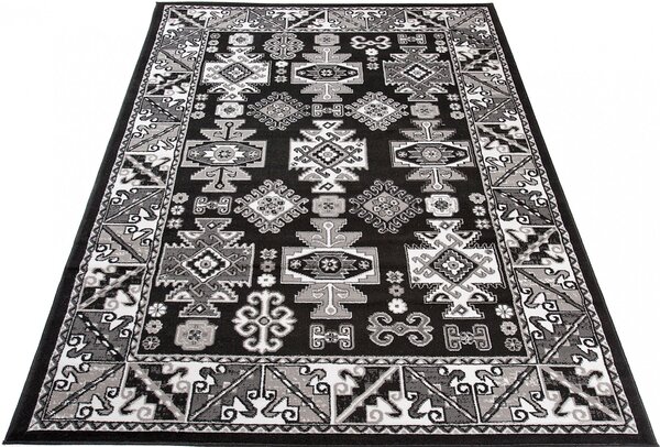 Czarny wzorzysty dywan w stylu retro- Lano 3X