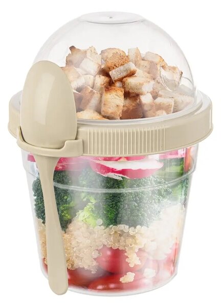 Orion Plastikowy kubek z pokrywką i łyżeczką, 0,5 l