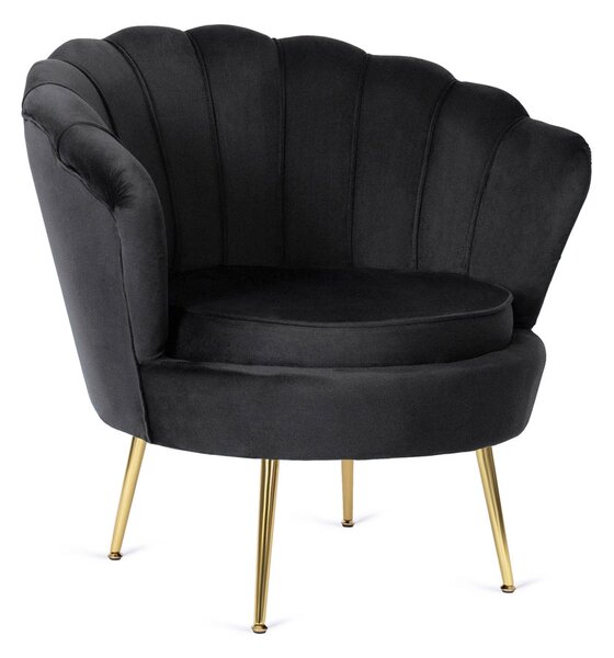 Czarny fotel muszelka w stylu glamour A7-K90