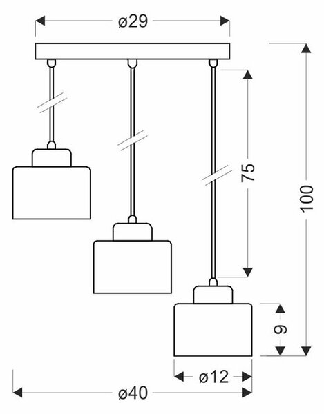 Nowoczesna lampa wisząca z trzema kloszami - V129-Katani