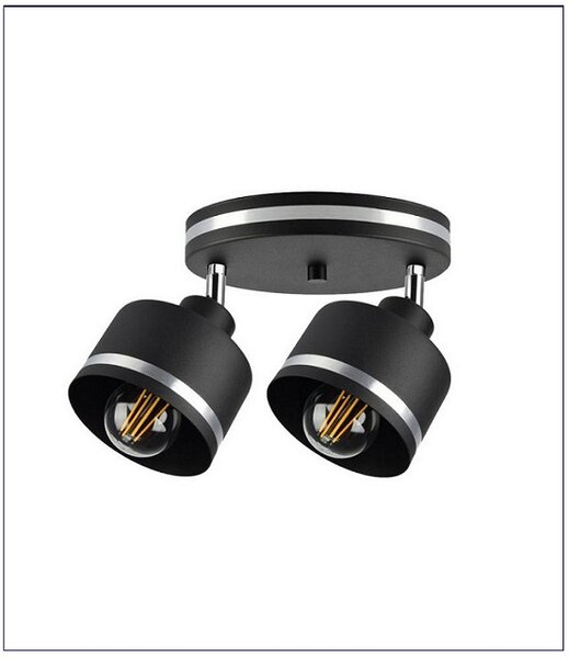 Lampa czarna sufitowa z dwoma reflektorami P2-S43