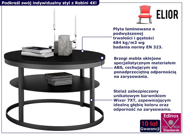 Czarny stolik kawowy w stylu industrialnym N2-Z63