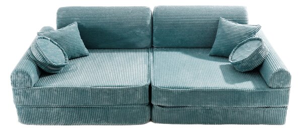 Sztruksowa sofa dziecięca Premium, Turkusowa