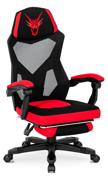 Czerwono-czarne regulowane krzesło gamingowe - Vixo