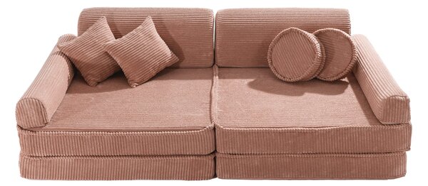 Sztruksowa sofa dziecięca Premium, Pudrowy Róż