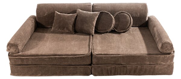 Sztruksowa sofa dziecięca Premium, Brązowa