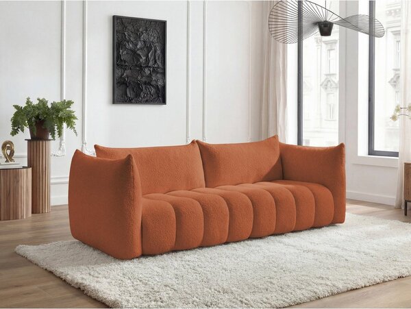 Pomarańczowa sofa z materiału bouclé 286 cm Azra – Bobochic Paris