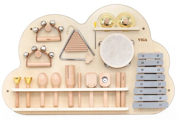 VIGA Drewniana Tablica Muzyczna Zestaw 12 Instrumentów Perkusyjnych