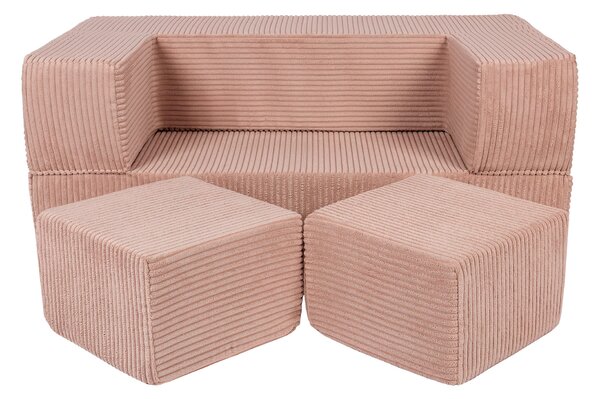 Modułowa sofa do pokoju dziecka Sztruksowa Pudrowy Róż