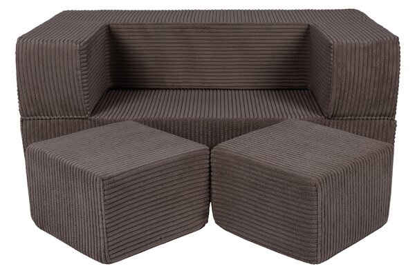 Modułowa sofa do pokoju dziecka Sztruksowa Brązowa