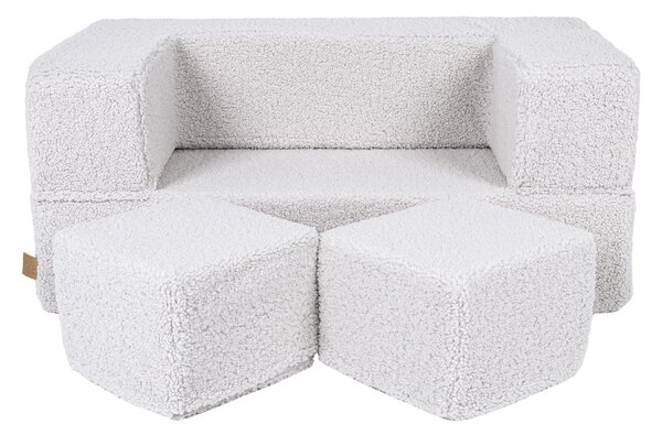 Modułowa sofa do pokoju dziecka Bearly Cube Jasnoszara