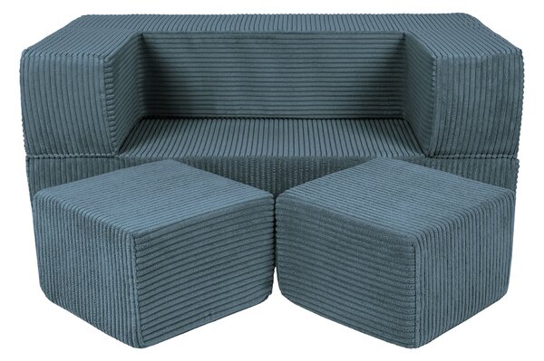 Modułowa sofa do pokoju dziecka Sztruksowa Turkusowa