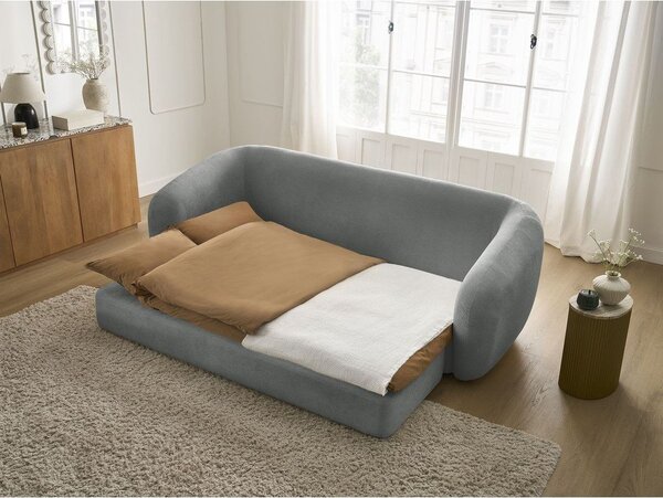 Ciemnoszara rozkładana sofa z tkaniny szenilowej 228 cm Neyo – Bobochic Paris