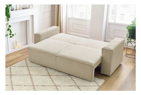 Beżowa sztruksowa rozkładana sofa 245 cm Nihad – Bobochic Paris