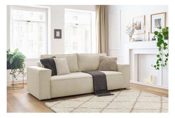Beżowa sztruksowa rozkładana sofa 245 cm Nihad – Bobochic Paris