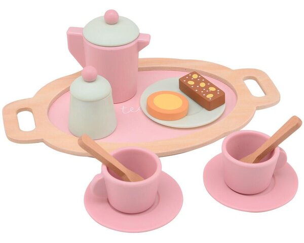 Drewniany zestaw do herbaty Tea set pink