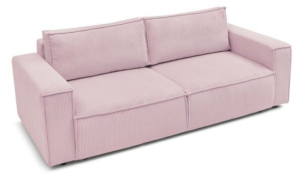 Jasnoróżowa sztruksowa rozkładana sofa 245 cm Nihad – Bobochic Paris