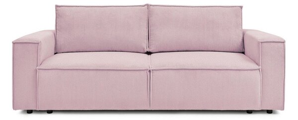 Jasnoróżowa sztruksowa rozkładana sofa 245 cm Nihad – Bobochic Paris