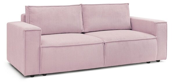 Jasnoróżowa sztruksowa rozkładana sofa 245 cm Nihad – Bobochic Paris