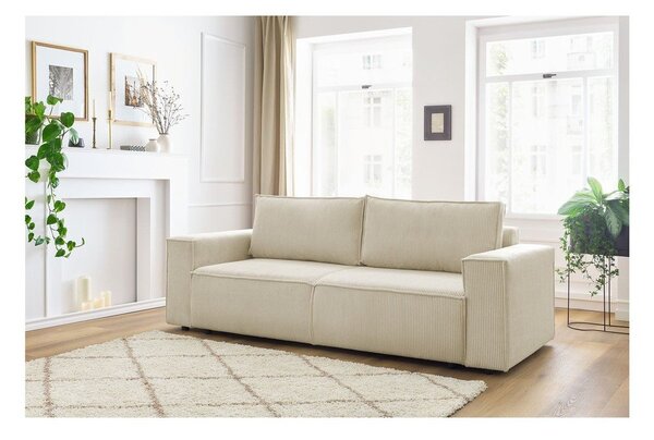 Beżowa sztruksowa rozkładana sofa 245 cm Nihad – Bobochic Paris