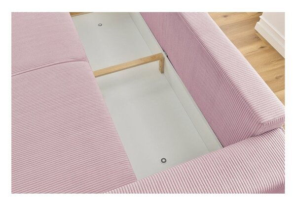 Jasnoróżowa sztruksowa rozkładana sofa 245 cm Nihad – Bobochic Paris