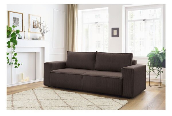 Szarobrązowa sztruksowa rozkładana sofa 245 cm Nihad – Bobochic Paris