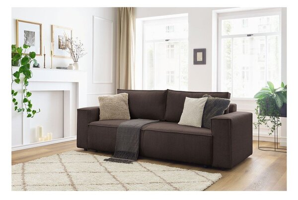 Szarobrązowa sztruksowa rozkładana sofa 245 cm Nihad – Bobochic Paris