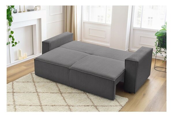 Ciemnoszara sztruksowa rozkładana sofa 245 cm Nihad – Bobochic Paris