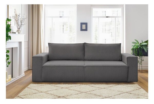 Ciemnoszara sztruksowa rozkładana sofa 245 cm Nihad – Bobochic Paris