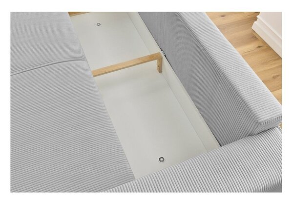 Jasnoszara sztruksowa rozkładana sofa 245 cm Nihad – Bobochic Paris