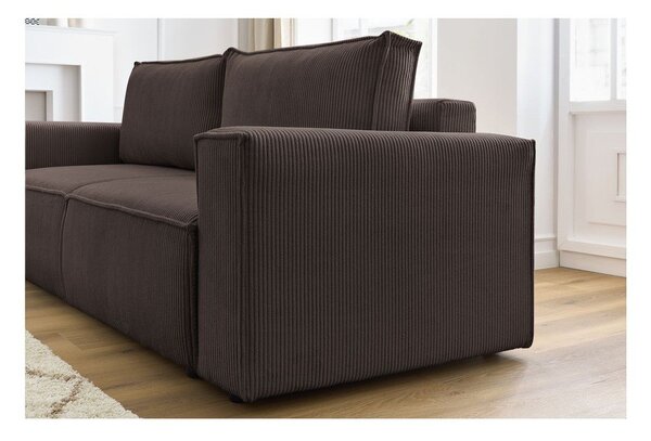 Szarobrązowa sztruksowa rozkładana sofa 245 cm Nihad – Bobochic Paris