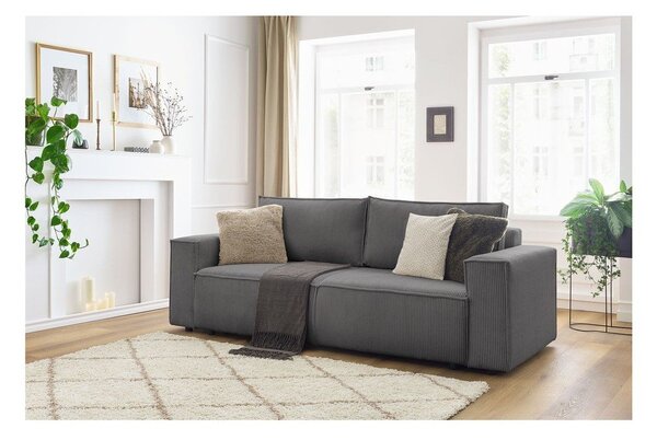 Ciemnoszara sztruksowa rozkładana sofa 245 cm Nihad – Bobochic Paris