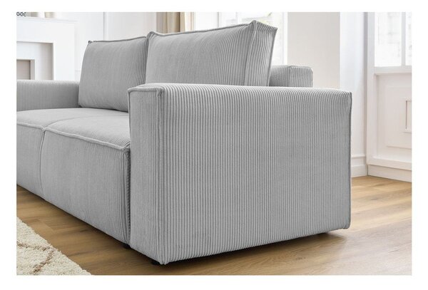 Jasnoszara sztruksowa rozkładana sofa 245 cm Nihad – Bobochic Paris