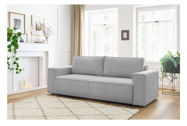 Jasnoszara sztruksowa rozkładana sofa 245 cm Nihad – Bobochic Paris