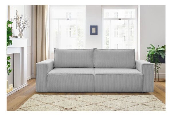 Jasnoszara sztruksowa rozkładana sofa 245 cm Nihad – Bobochic Paris