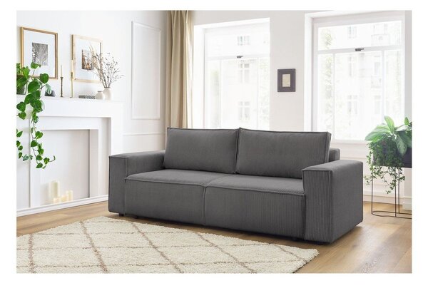 Ciemnoszara sztruksowa rozkładana sofa 245 cm Nihad – Bobochic Paris