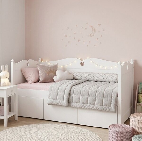 Drewniane łóżko dziecięce /sofa z trzema szufladami 90x200 Julie