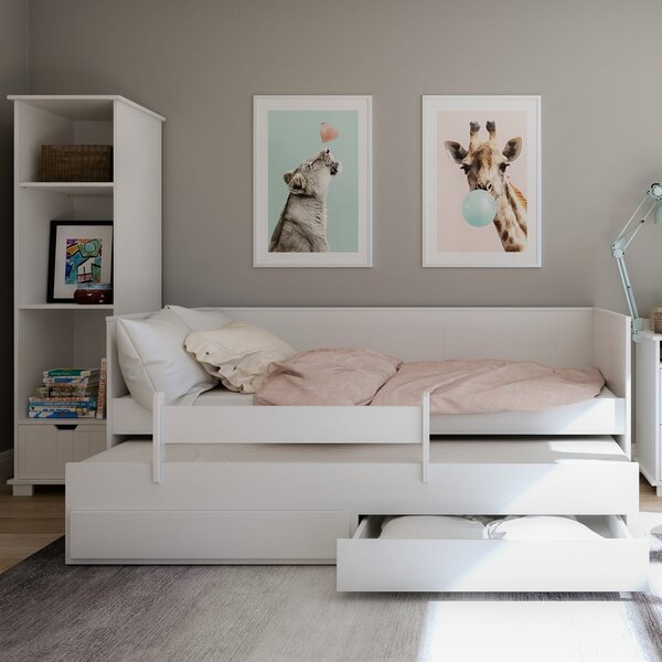 Drewniane łóżko podwójne z szufladami 90x200 Snow