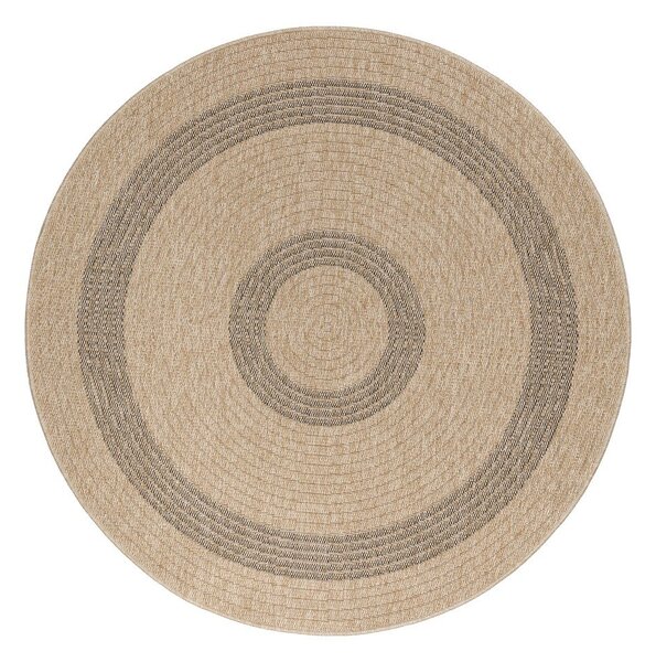 Czarno-beżowy okrągły dywan odpowiedni na zewnątrz ø 120 cm Comilla – Ayyildiz Carpets
