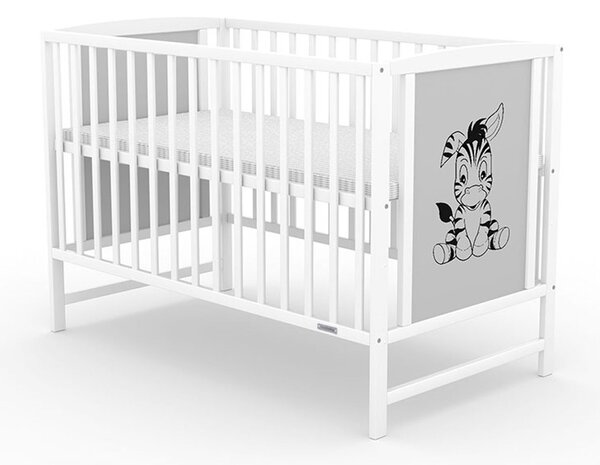 Łóżeczko dla dzieci New Baby BEA Zebra biało-szare
