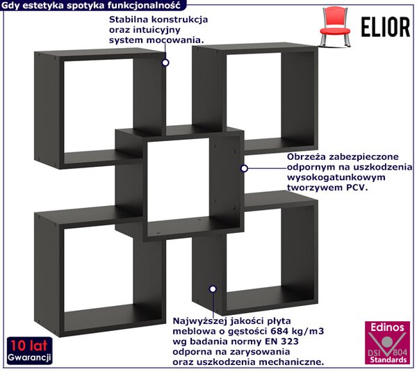 Czarna Minimalistyczna Półka Ścienna W2-L12
